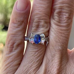 UK Estate 18K 750 WG Natural Sapphire & Diamond Engagement Ring with Appraisal